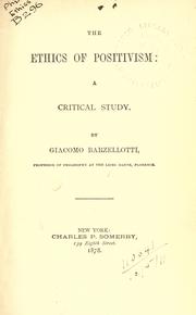 Front cover of The ethics of positivism by Giacomo Barzellotti