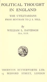 Cover of Political thought in England by William Leslie Davidson