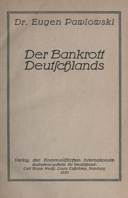 Front cover of Der Bankrott Deutschlands by Eugen Pawlowski