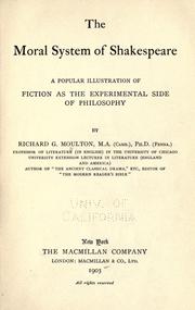 Front cover of The moral system of Shakespeare by Richard Green Moulton
