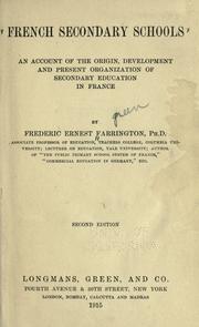 Front cover of French secondary schools by Frederic Ernest Farrington