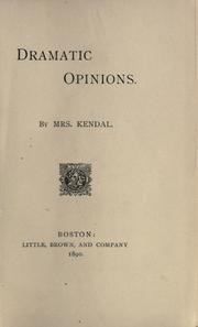 Cover of Dramatic opinions by Madge Kendal
