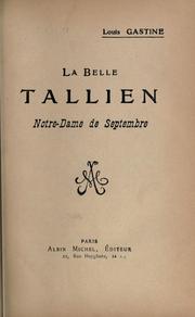 Front cover of La belle Tallien by Louis Gastine
