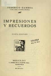 Front cover of Impresiones y recuerdos by Federico Gamboa