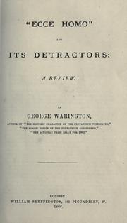 Front cover of "Ecce homo" and its detractors by George Warington