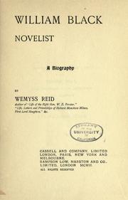 Front cover of William Black, novelist by T. Wemyss Reid