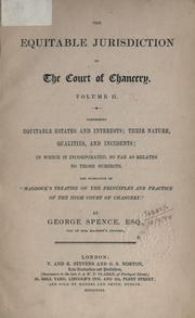 Cover of The equitable jurisdiction of the Court of Chancery by George Spence