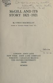 Cover of Publications by McGill University.