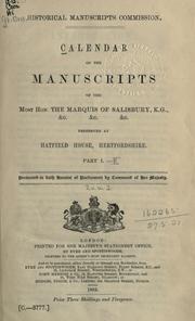 Cover of Calendar of the manuscripts of the Most Hon. the Marquess of Salisbury, K.G. [etc.] by Great Britain. Royal Commission on Historical Manuscripts.