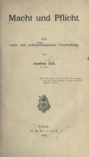 Front cover of Macht und Pflicht by Anathon August Fredrik Aall