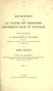 Front cover of Recherches sur la valeur des traditions bouddiques palie et non-palie by Ebbe Oskar Tuneld