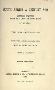 Front cover of South Africa a century ago by Barnard, Anne Lindsay Lady