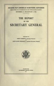 Cover of The report of the secretary general by Pan-American Scientific Congress (2nd 1915-1916 Washington D.C.)