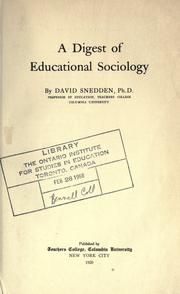 Cover of A digest of educational sociology by David Snedden