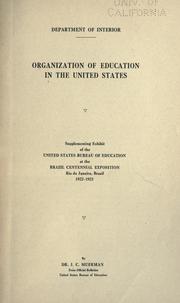 Cover of Organization of education in the United States by United States. Office of Education