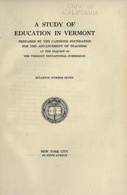 Front cover of A study of education in Vermont by Carnegie Foundation for the Advancement of Teaching.