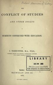 Front cover of The conflict of studies and other essays on subjects connected with education by Isaac Todhunter