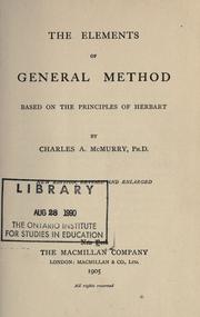 Cover of The elements of general method by Charles A. McMurry