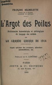 Front cover of L' argot des poilus by François Déchelette