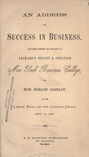 Front cover of An address on Success in business by Greeley, Horace