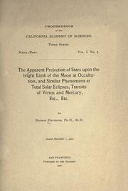 Cover of The apparent projection of stars upon the bright limb of the moon at occultation by Davidson, George