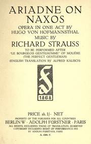 Front cover of Ariadne auf Naxos by Richard Strauss