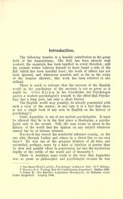 Front cover of Augustine's psychology during his first period of literary activity with special reference to his relation to Platonism by Thomas Jones Parry