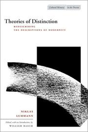 Front cover of Theories of Distinction by Niklas Luhmann