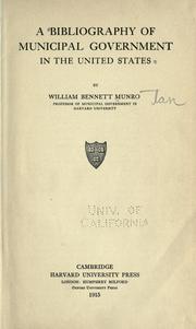 Front cover of A bibliography of municipal government in the United States by William Henry Bennett
