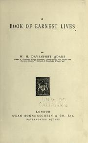 Cover of A book of earnest lives by W. H. Davenport Adams