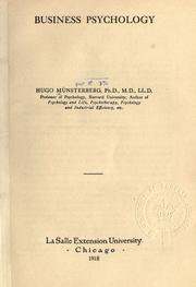 Cover of Business psychology by Hugo Münsterberg