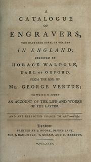 Front cover of A catalogue of engravers, who have been  born, or resided in England by Horace Walpole