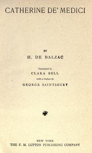 Front cover of Catherine De Medici by Honoré de Balzac