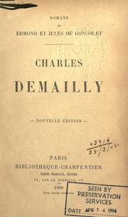 Front cover of Charles Demailly by Edmond de Goncourt