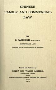 Front cover of Chinese family and commercial law by Jamieson, George
