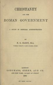 Cover of Christianity and the Roman government by Ernest George Hardy