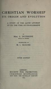 Cover of Christian worship by Louis Duchesne
