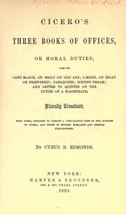 Front cover of Cicero's three books of offices, or moral duties by Cicero