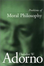 Cover of Problems of Moral Philosophy by Theodor W. Adorno