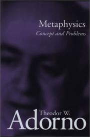 Front cover of Metaphysics by Theodor W. Adorno