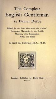 Front cover of The compleat English gentleman by Daniel Defoe