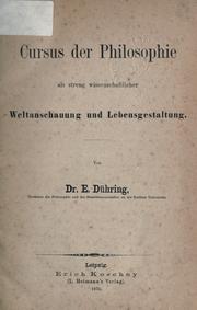 Cover of Cursus der Philosophie als streng wissenschaftlicher Weltanschauung und Lebensgestaltung by Eugen Karl Dühring