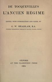 Front cover of L'ancien régime by Alexis de Tocqueville