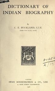 Front cover of Dictionary of Indian biography by Charles Edward Buckland