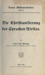 Cover of Die Christianisierung der Sprachen Afrikas by Carl Meinhof