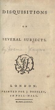 Front cover of Disquisitions on several subjects by Soame Jenyns