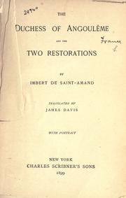 Cover of The Duchess of Angoulême and the two restorations by Arthur Léon Imbert de Saint-Amand