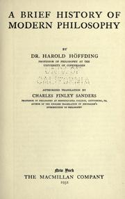 Front cover of A brief history of modern philosophy by Harald Høffding