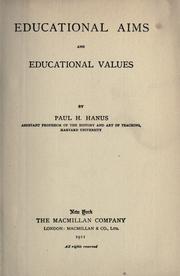 Cover of Educational aims and educational values by Paul H. Hanus