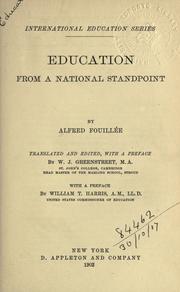 Cover of Education from a national standpoint by Alfred Fouillée